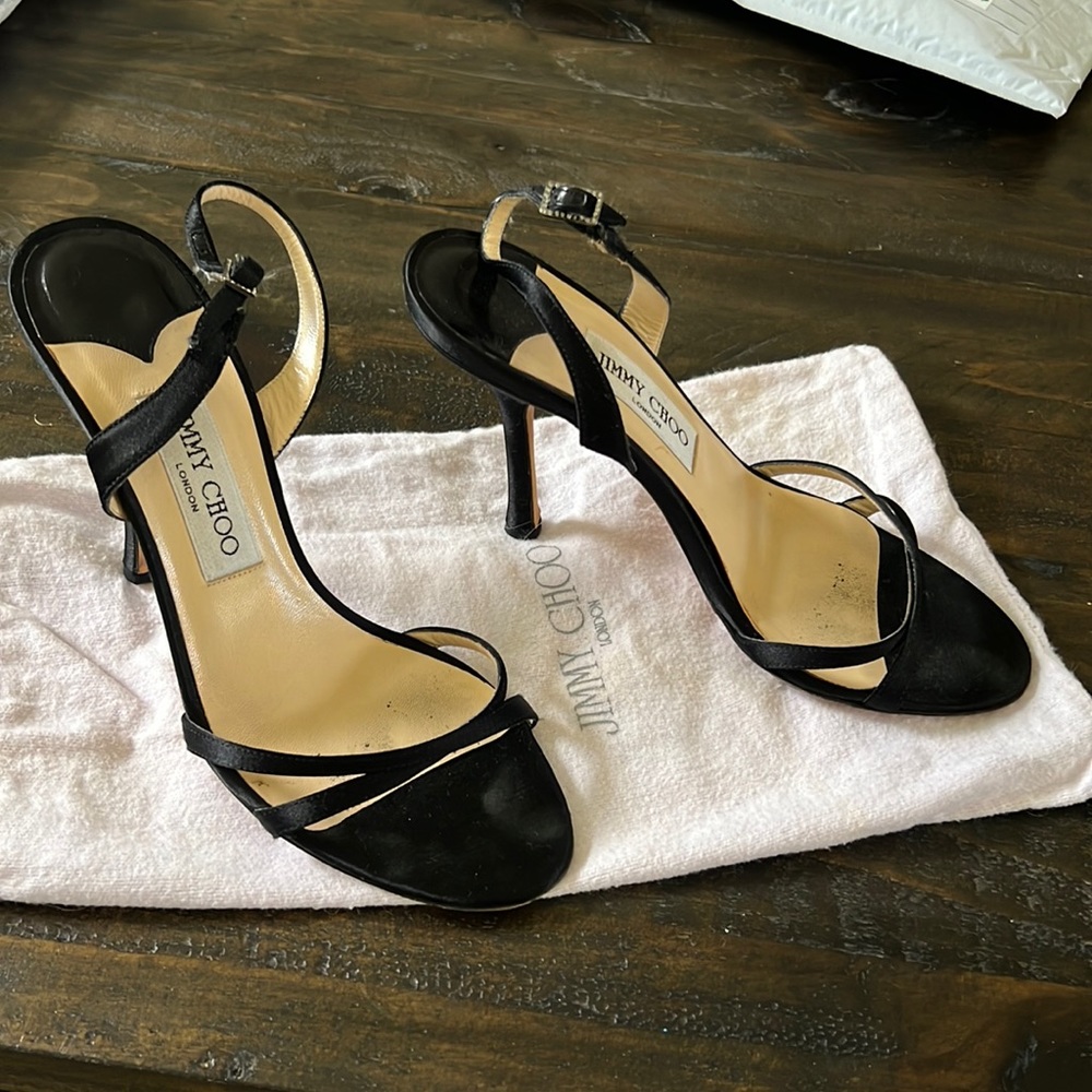 Jimmy Choo satin black heels size 37.5